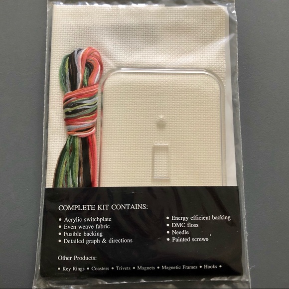 Cross Stitch Cat Light Switch Cover Cat Craft DIY - Picture 3 of 4